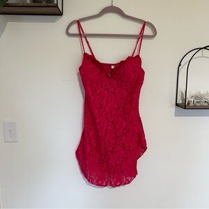 Vintage Cinema Etolie Pink Sheer Lace Teddy Nightie Size Medium